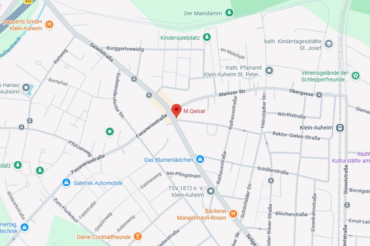 [ALT-TEXT: Karte mit dem Standort des M. Qaisar Restaurants]